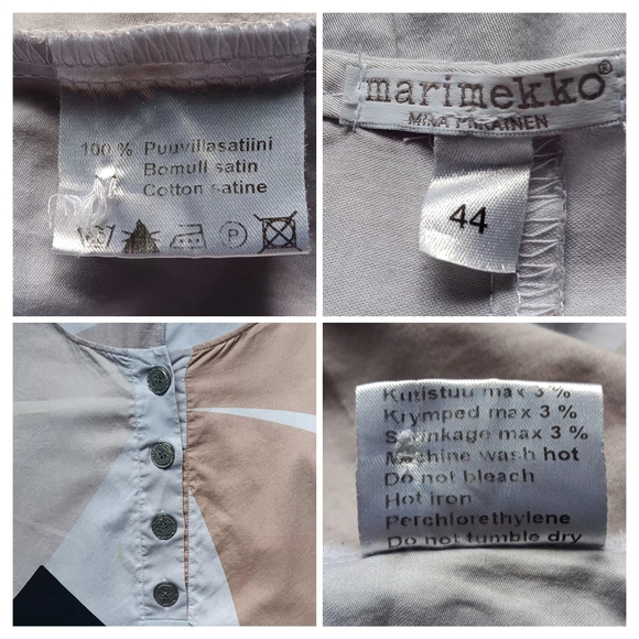 *Altered* (SEE NOTES) VTG Marimekko Mika Piirainen Geometic Puff Sleeve Dress - Picture 10 of 10